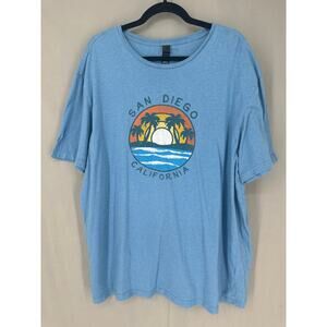 San Diego Shirt Mens 2XL Blue Graphic Tee California Beach Retro